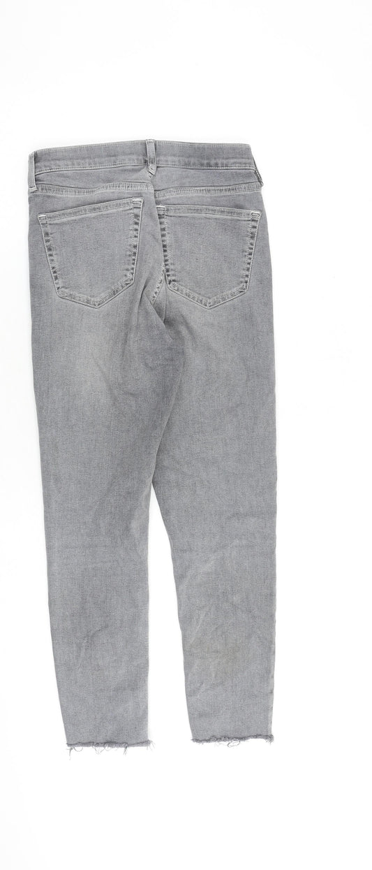 Topshop Womens Grey Cotton Straight Jeans Size 26 in L30 in Regular Zip - Raw Hem