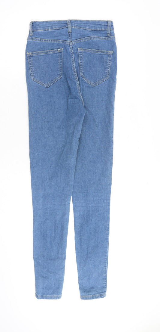 PRETTYLITTLETHING Womens Blue Cotton Skinny Jeans Size 4 L29 in Slim Zip