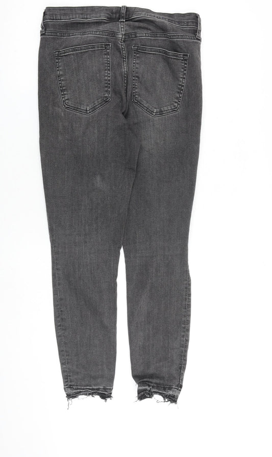 Gap Womens Grey Cotton Skinny Jeans Size 28 in L27 in Slim Button - Distressed Hems