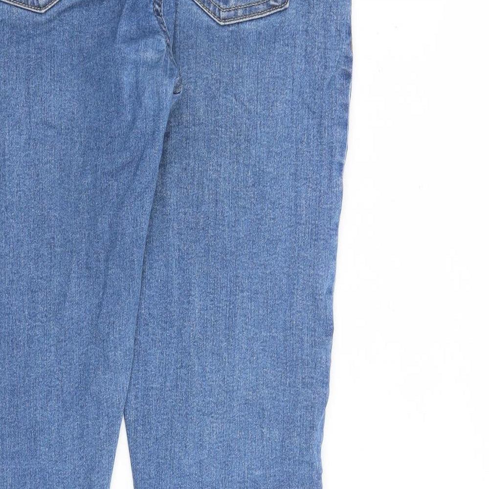 Brand and care label for Denim & Co. men’s blue cotton skinny jeans, size 30, in, 30-inch leg slim zip