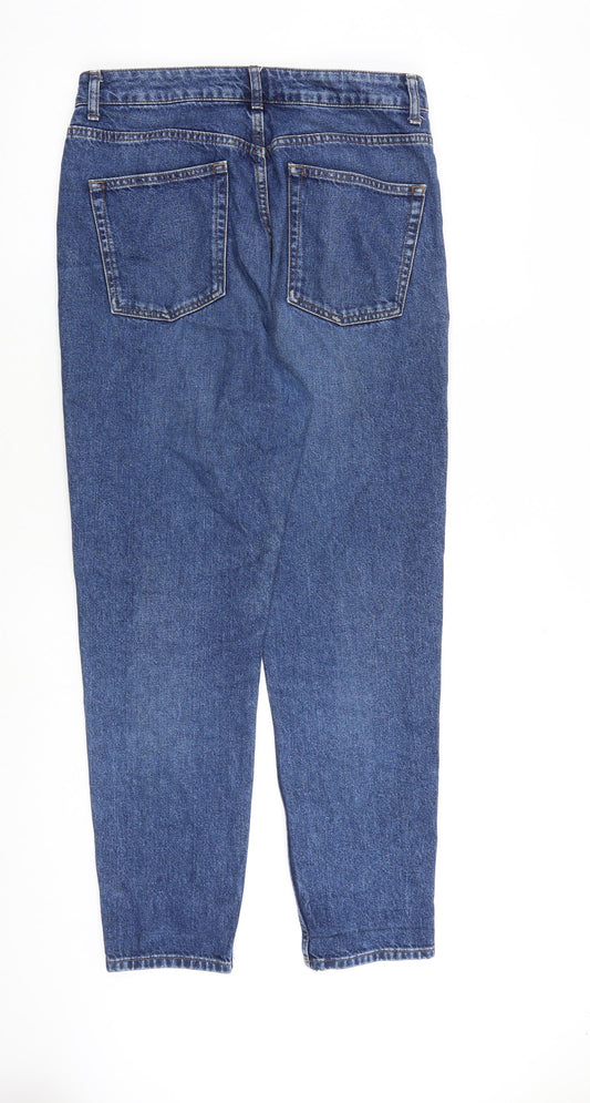 Topshop Womens Blue Cotton Tapered Jeans Size 32 in L32 in Regular Zip