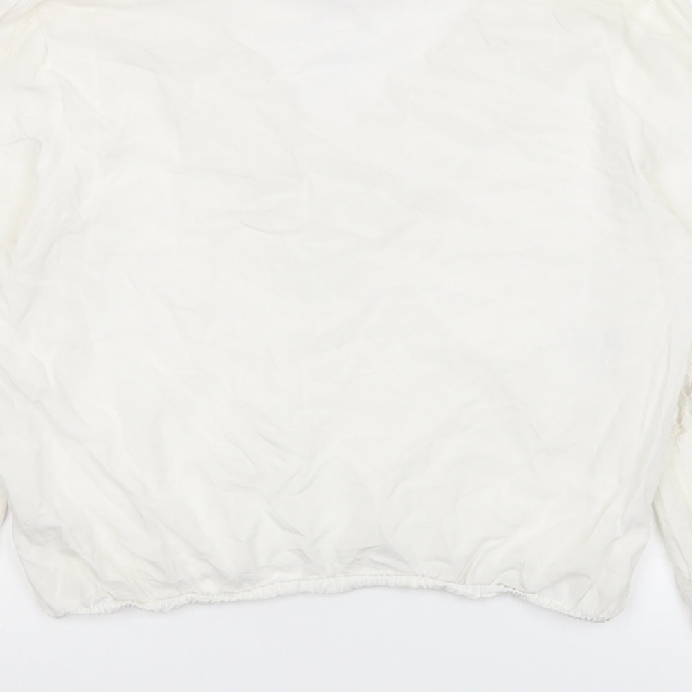 Glamorous Womens Ivory Viscose Basic Blouse Size S V-Neck - Crochet Detail