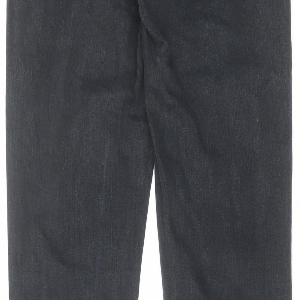 Topshop Womens Black Cotton Straight Jeans Size 28 in L30 in Regular Zip