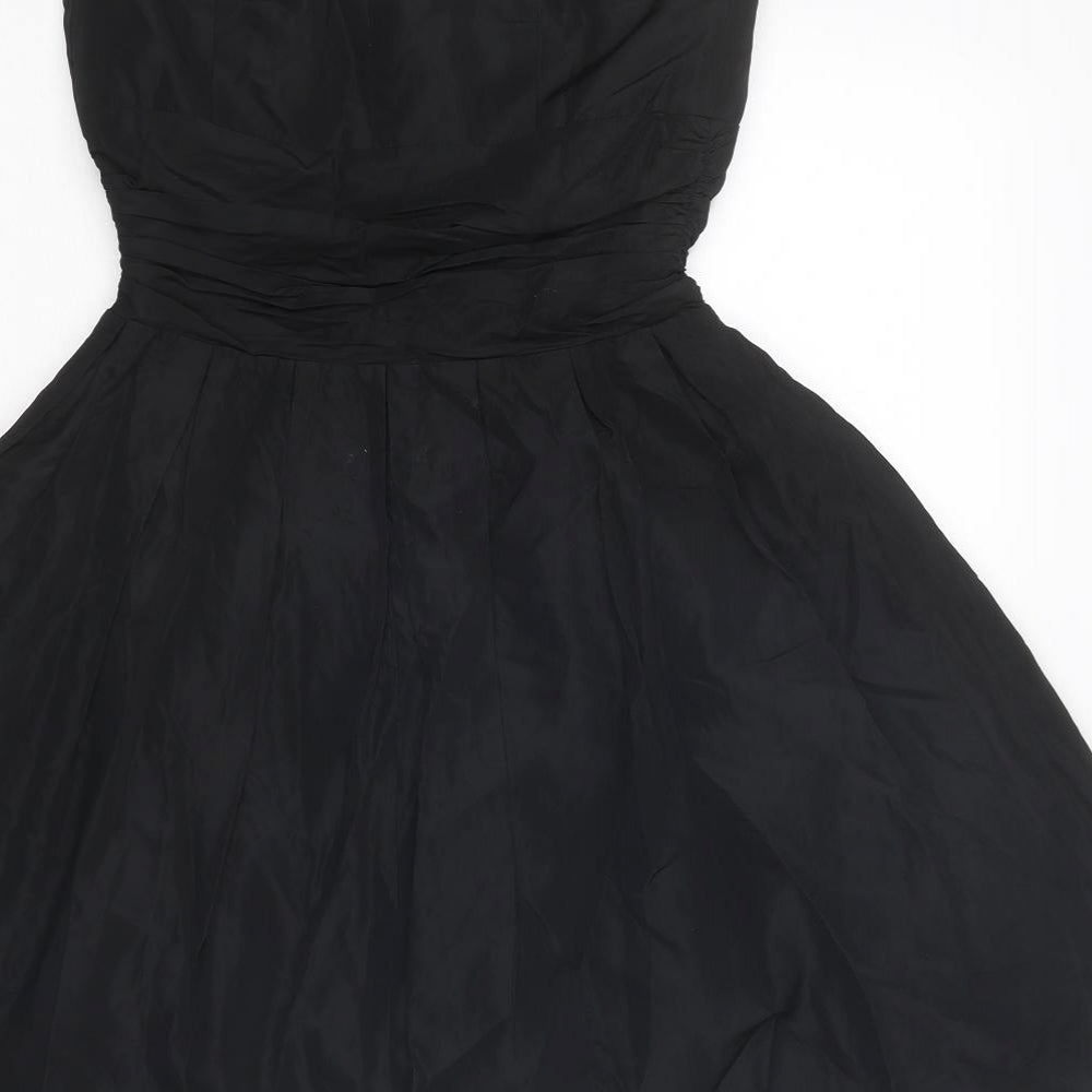 Oasis Womens Black Acetate Skater Dress Size 8 Sweetheart Zip