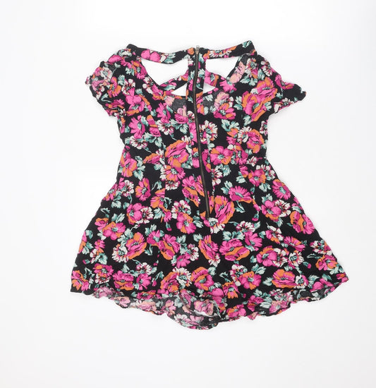 River Island Womens Multicoloured Floral Viscose Playsuit One-Piece Size 8 L3 in Zip