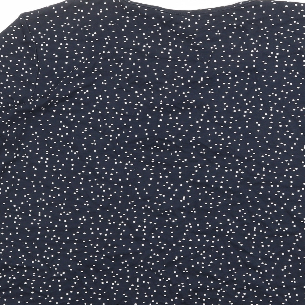 Bonmarché Womens Black Polka Dot 100% Cotton Basic T-Shirt Size L Round Neck