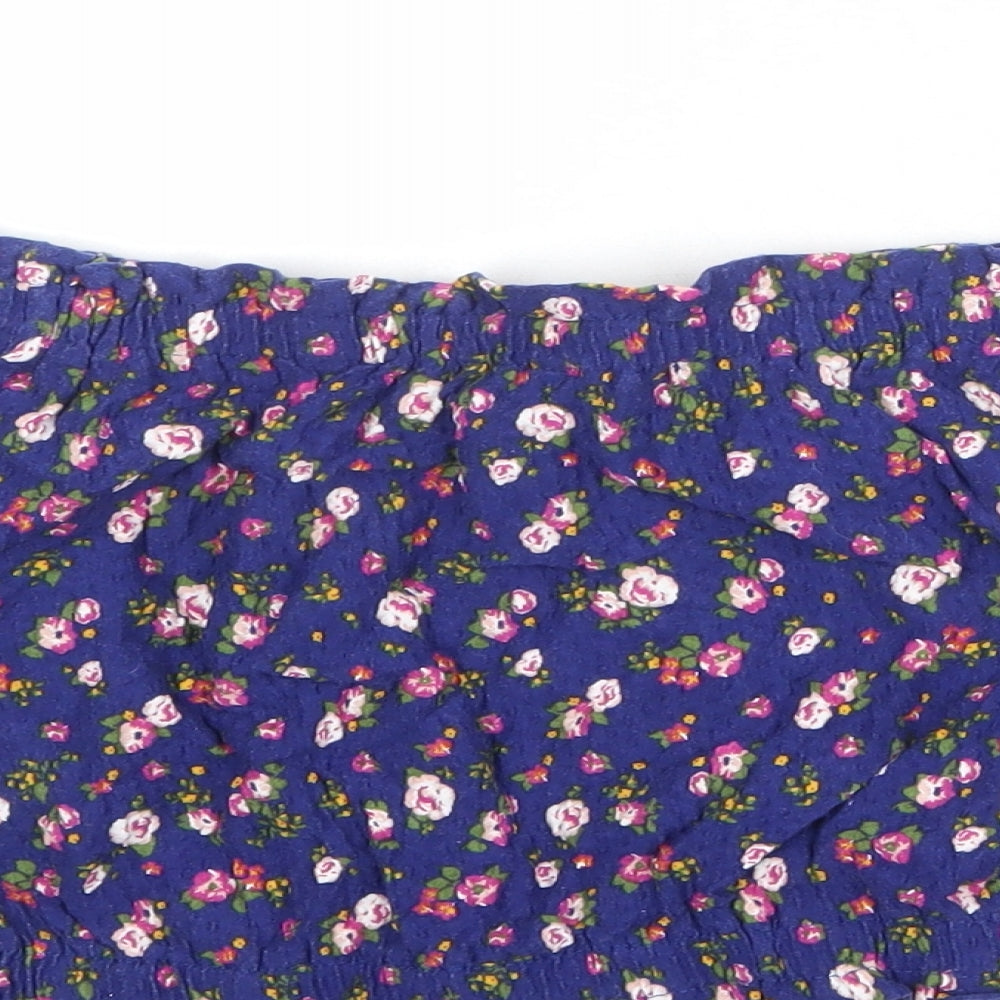 Womens UK Size 14 Topshop Blue Cropped Blouse