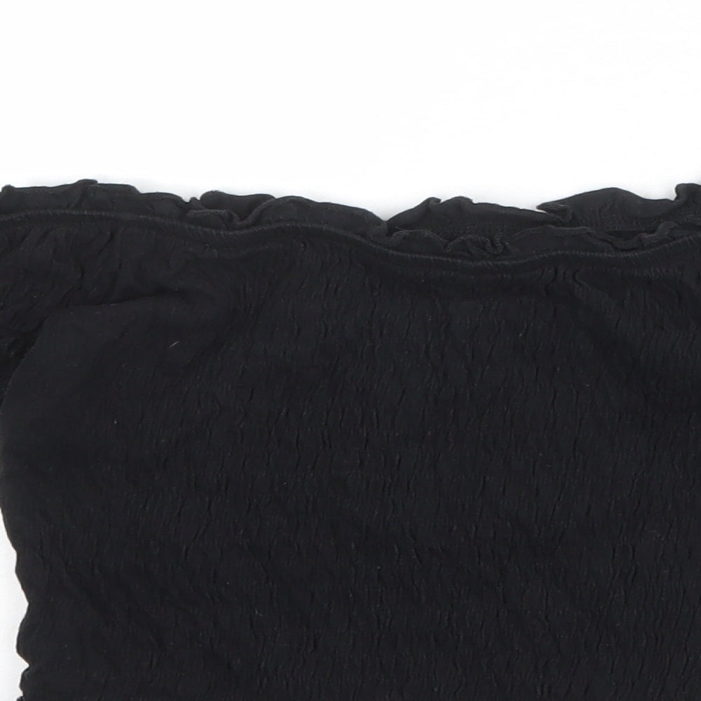 Womens UK Size 8 New Look Black Cropped T-Shirt
