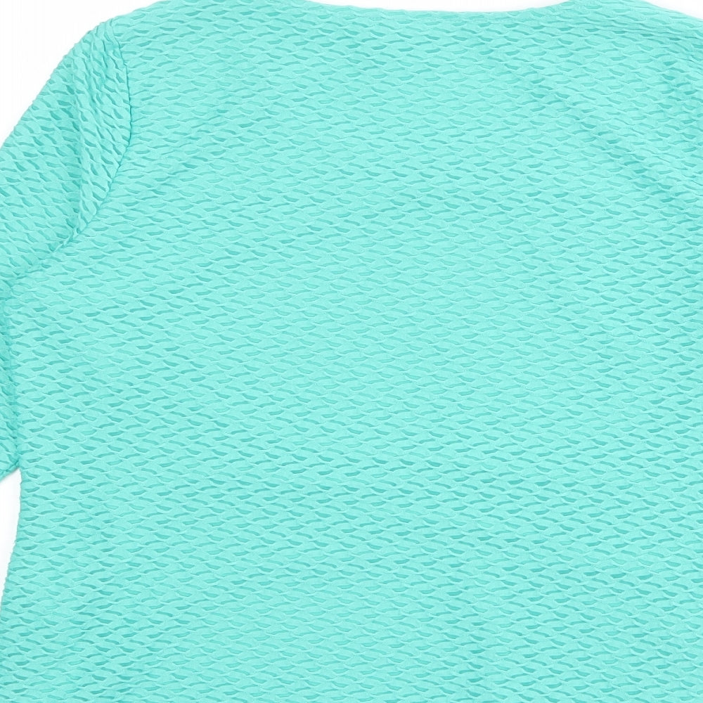 Womens UK Size 14 Classic Green Basic T-Shirt