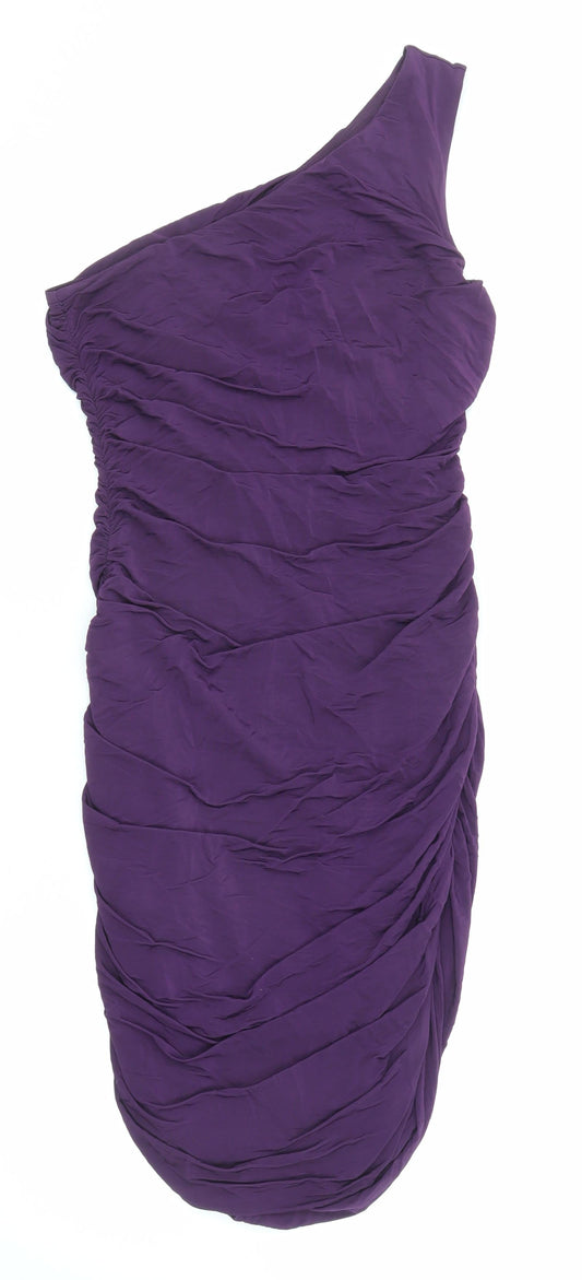 Divided by H&M Womens Purple Polyester Bodycon Size S One Shoulder Pullover