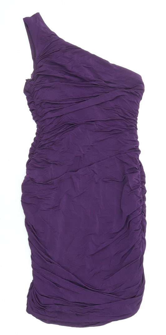 Divided by H&M Womens Purple Polyester Bodycon Size S One Shoulder Pullover