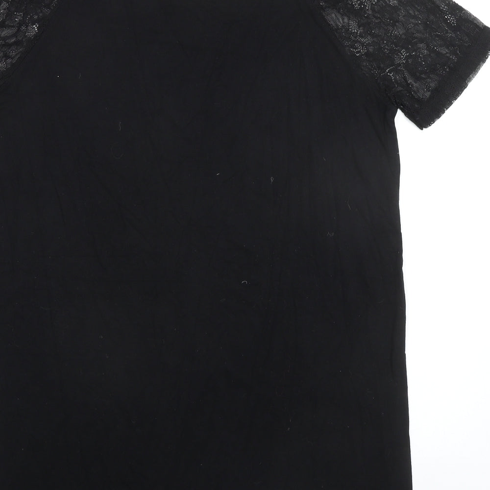 ASOS Womens Black Viscose T-Shirt Dress Size 10 Round Neck Pullover