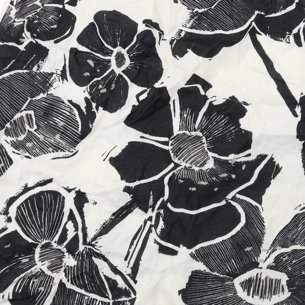 Minuet Womens Black Floral Linen A-Line Skirt Size 10 Zip