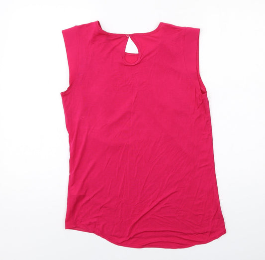 French Connection Womens Pink Polyester Basic Blouse Size S Round Neck