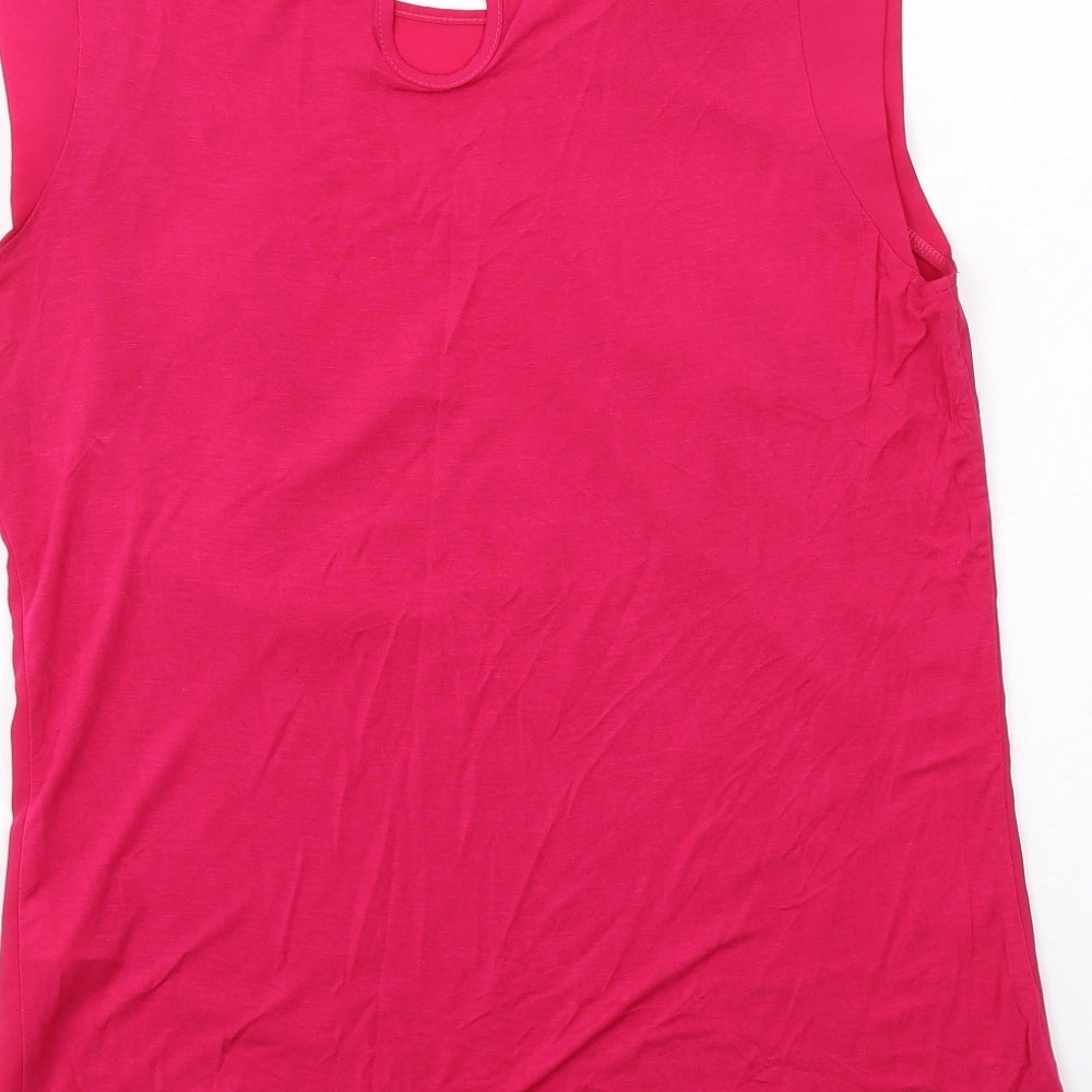 French Connection Womens Pink Polyester Basic Blouse Size S Round Neck