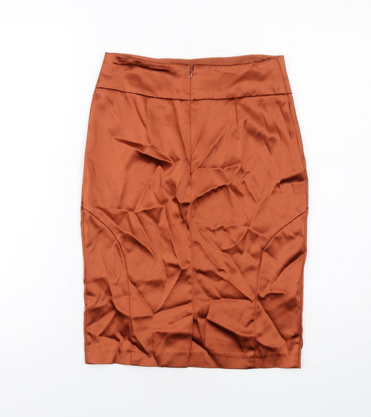 ASOS Womens Orange Acetate Straight & Pencil Skirt Size 6 Zip