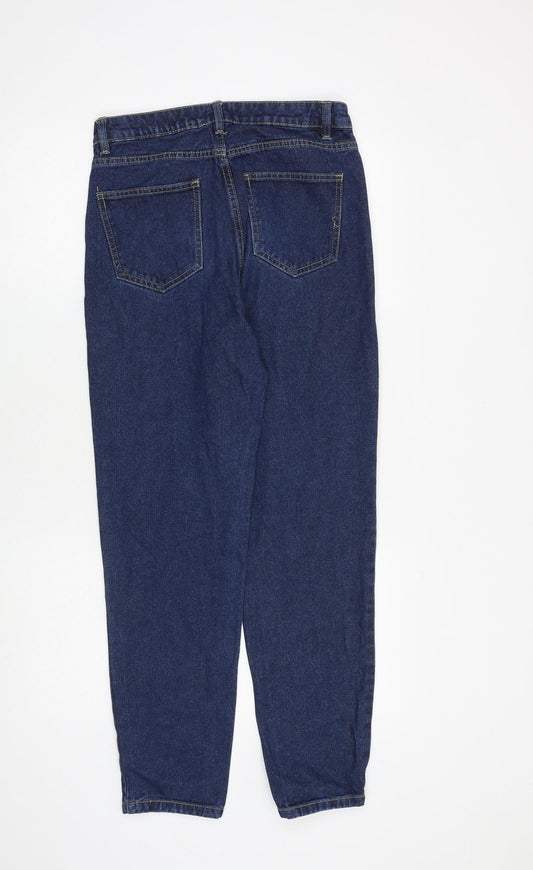 Boohoo Womens Blue Cotton Tapered Jeans Size 8 L28 in Regular Zip