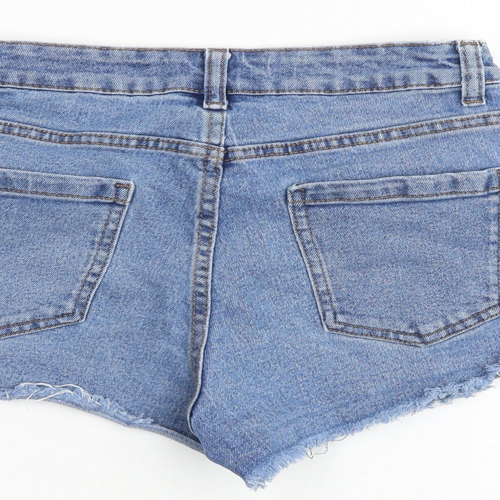 Denim & Co. Womens Blue Cotton Boyfriend Shorts Size 8 Regular Zip - Raw Hem
