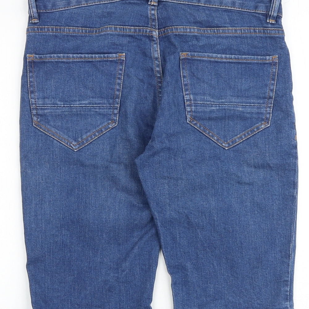 Topman Mens Blue Cotton Chino Shorts Size 28 in L10 in Regular Button - Skinny