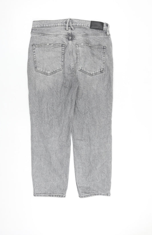 River Island Womens Grey Cotton Straight Jeans Size 12 L24 in Regular Zip