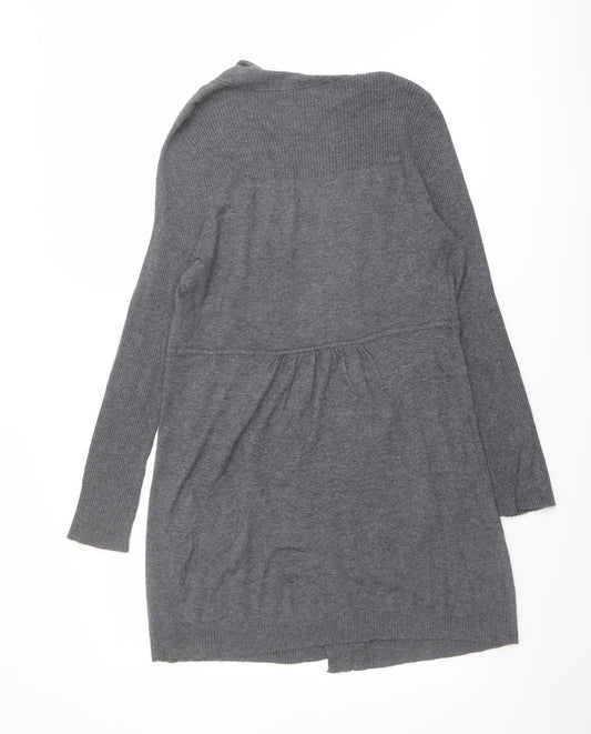 BHS Womens Grey V-Neck Viscose Cardigan Jumper Size 12
