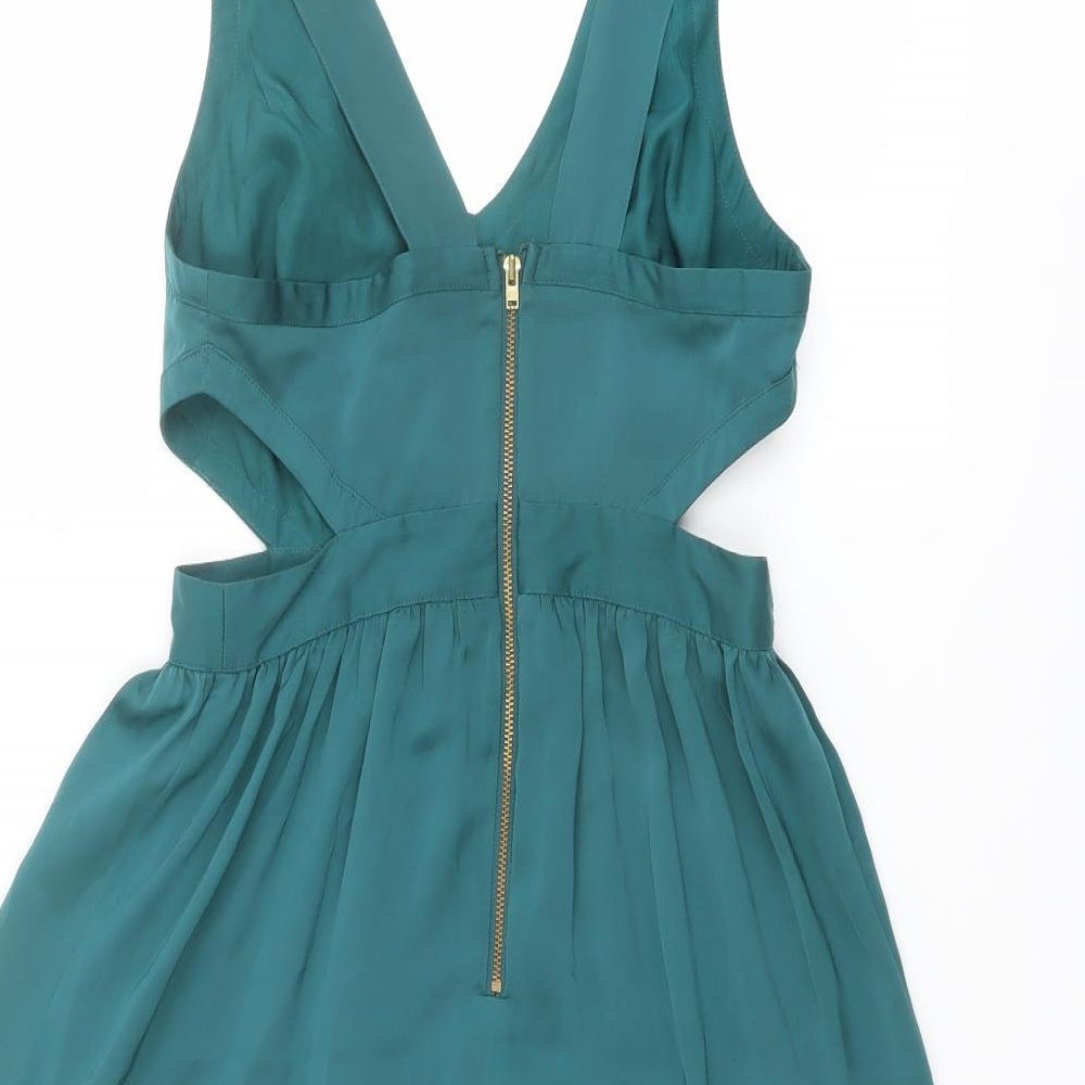 Coincidence & Chance Womens Green Polyester Tank Dress Size S V-Neck Zip