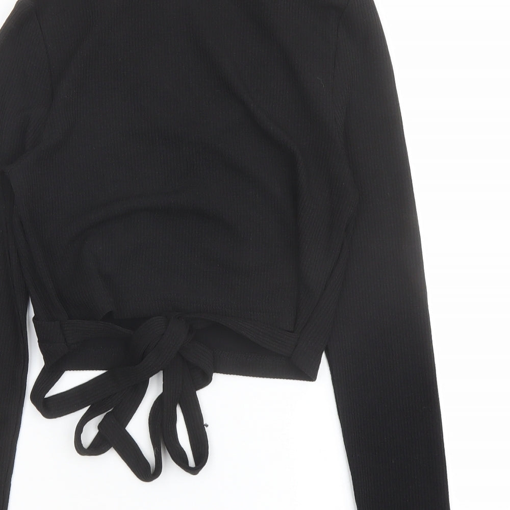 Womens UK Size M H&M Black Cropped Polo