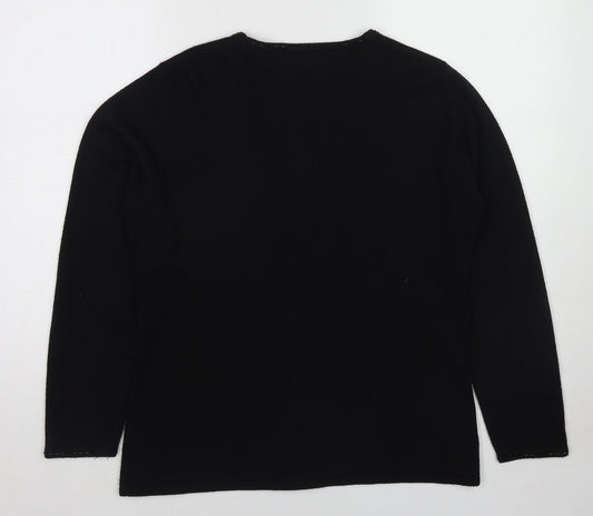 Joella Di Marco Womens Black V-Neck Acrylic Cardigan Jumper Size L