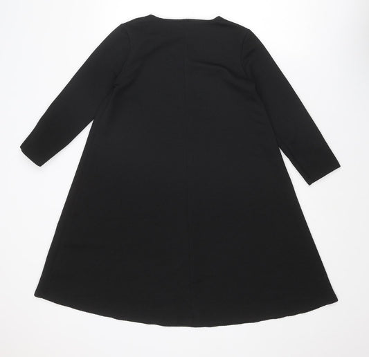 ASOS Womens Black Polyester Trapeze & Swing Size 10 Boat Neck Pullover