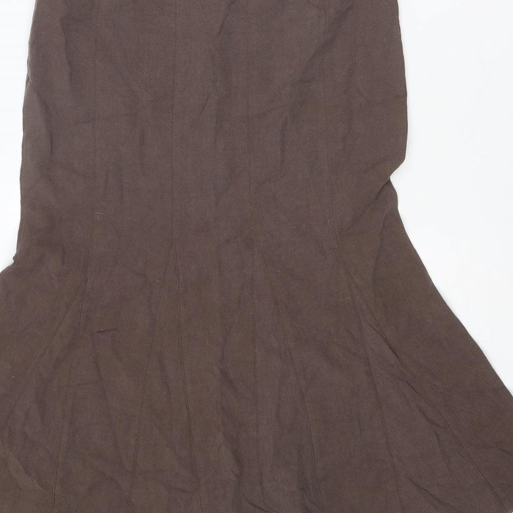 Principles Womens Brown Linen Swing Skirt Size 28 in Zip