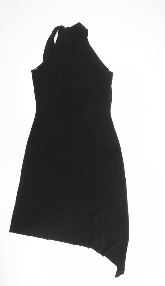 Oasis Womens Black Acetate A-Line Size 12 Halter Tie