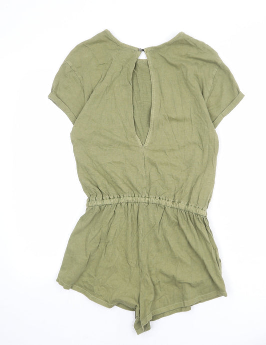 BDG Womens Green 100% Cotton Playsuit One-Piece Size S L3 in Button