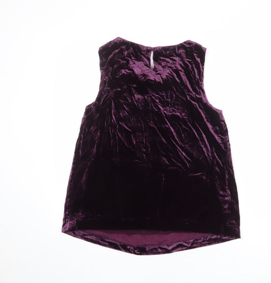 Crew Clothing Womens Purple Viscose Basic Blouse Size 10 Boat Neck