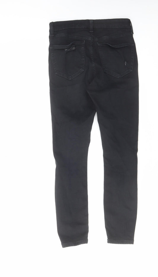 Topshop Womens Black Cotton Skinny Jeans Size 26 in L28 in Regular Zip