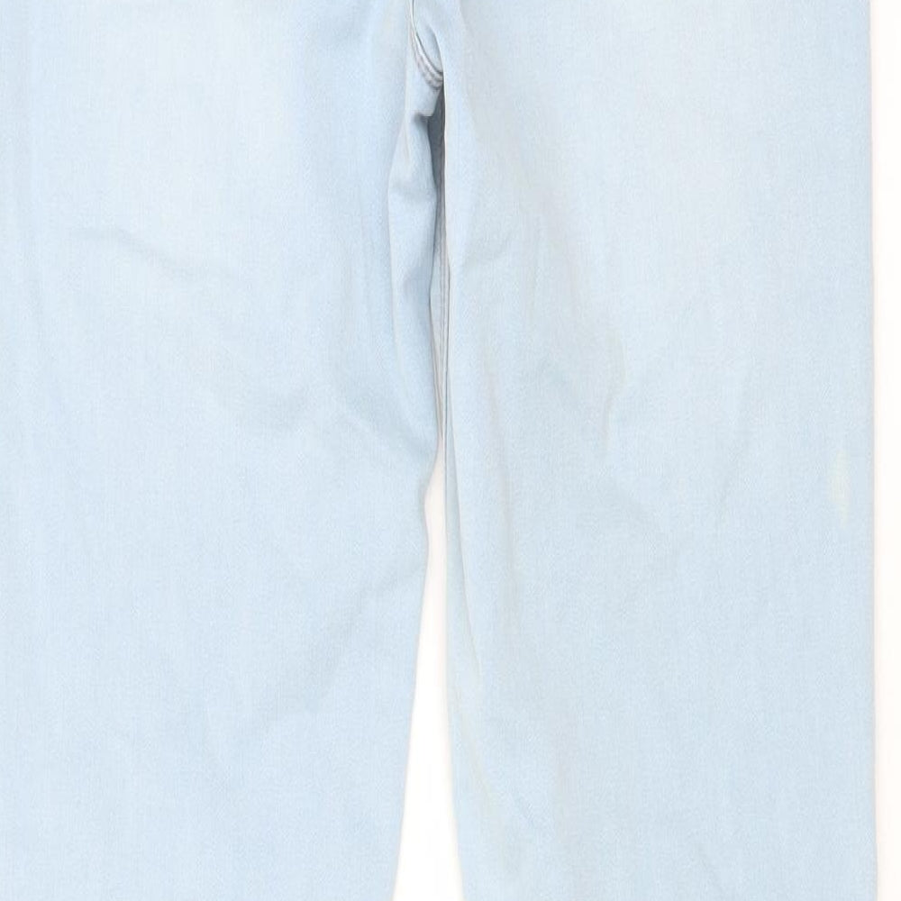 Matalan Womens Blue Cotton Skinny Jeans Size 10 L24 in Regular Zip - Raw Hem
