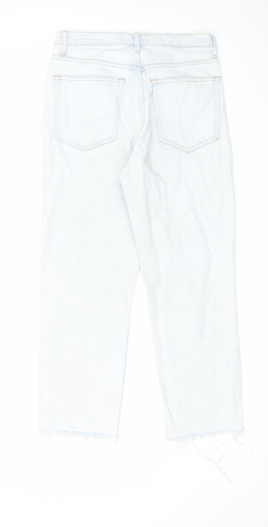 Topshop Womens Blue Cotton Straight Jeans Size 28 in L30 in Regular Zip