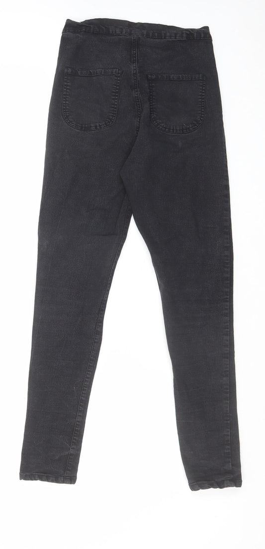 PRETTYLITTLETHING Womens Black Cotton Skinny Jeans Size 10 L26 in Regular Zip