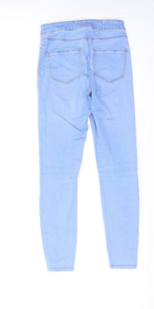 Matalan Womens Blue Cotton Skinny Jeans Size 10 L27 in Regular Zip