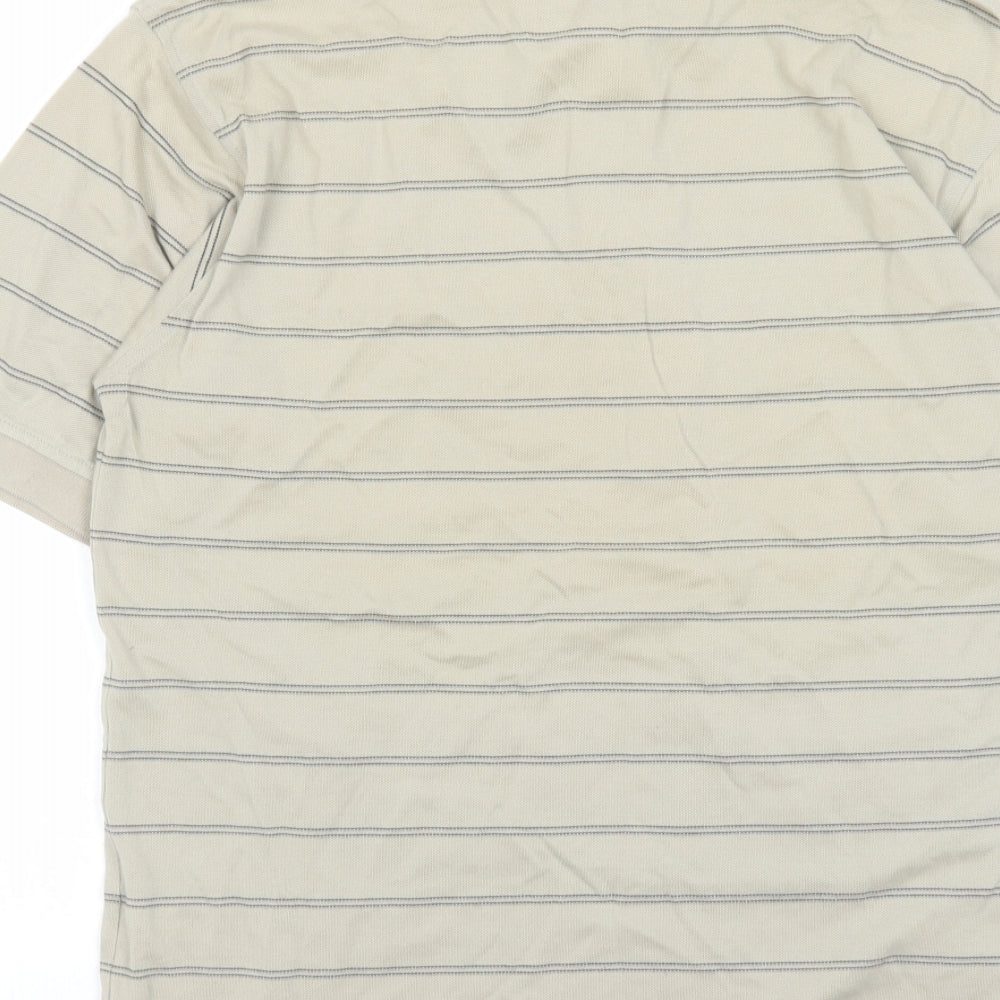 Marks and Spencer Mens Green Striped Cotton Polo Size S Collared Button