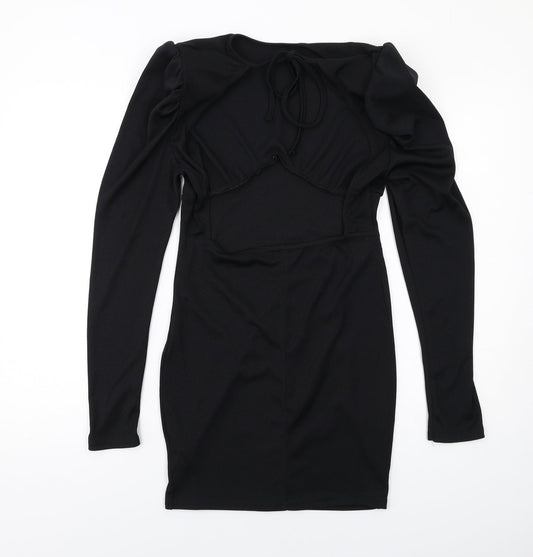 Pink Vanilla Womens Black Polyester Mini Size 10 Boat Neck Pullover - Ribbed