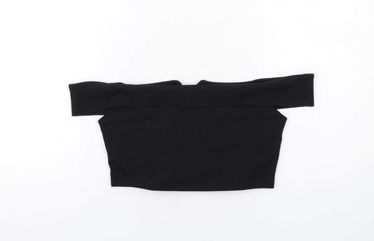 Womens UK Size 10 Missguided Black Cropped Blouse