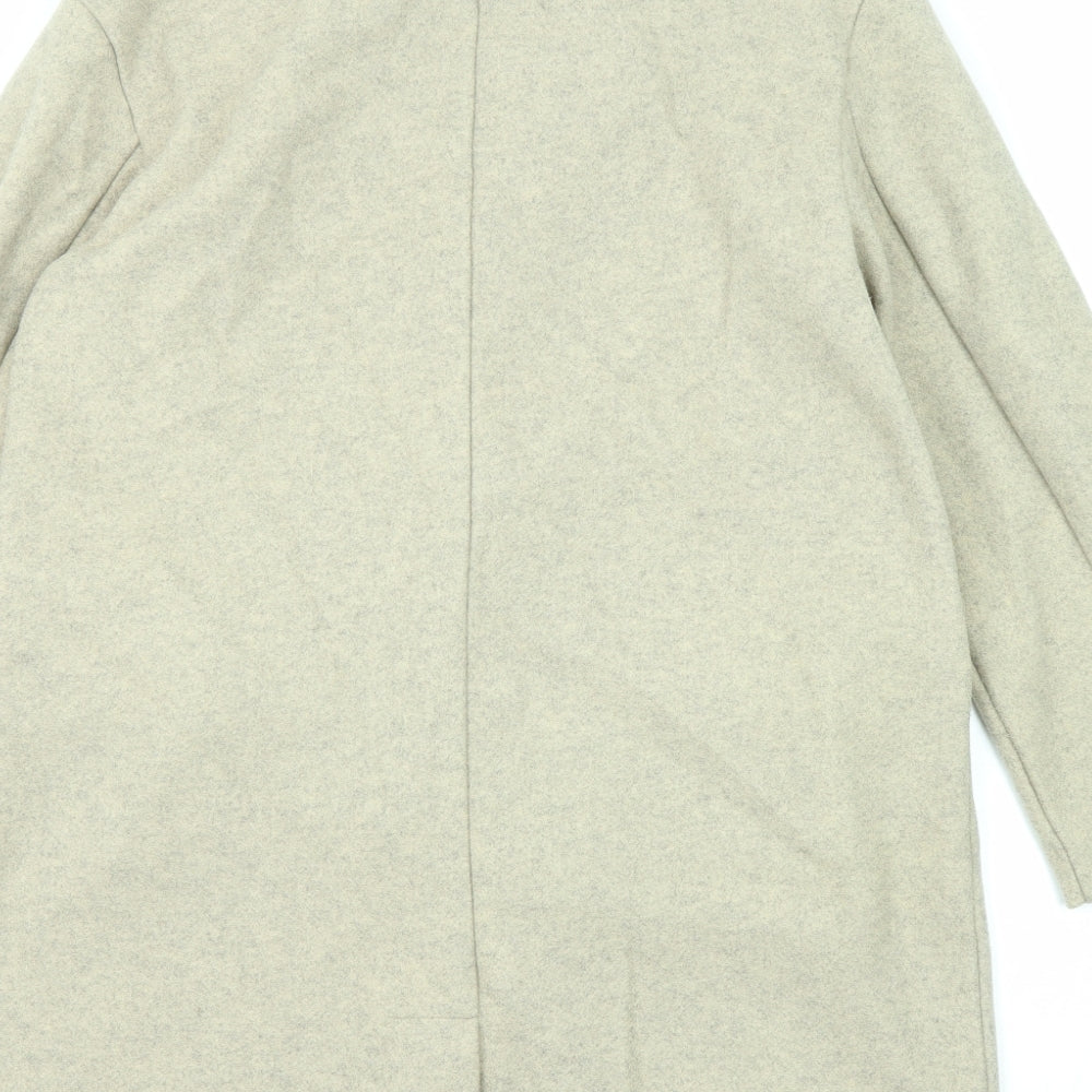 Pull&Bear Womens Beige Overcoat Coat Size M Button