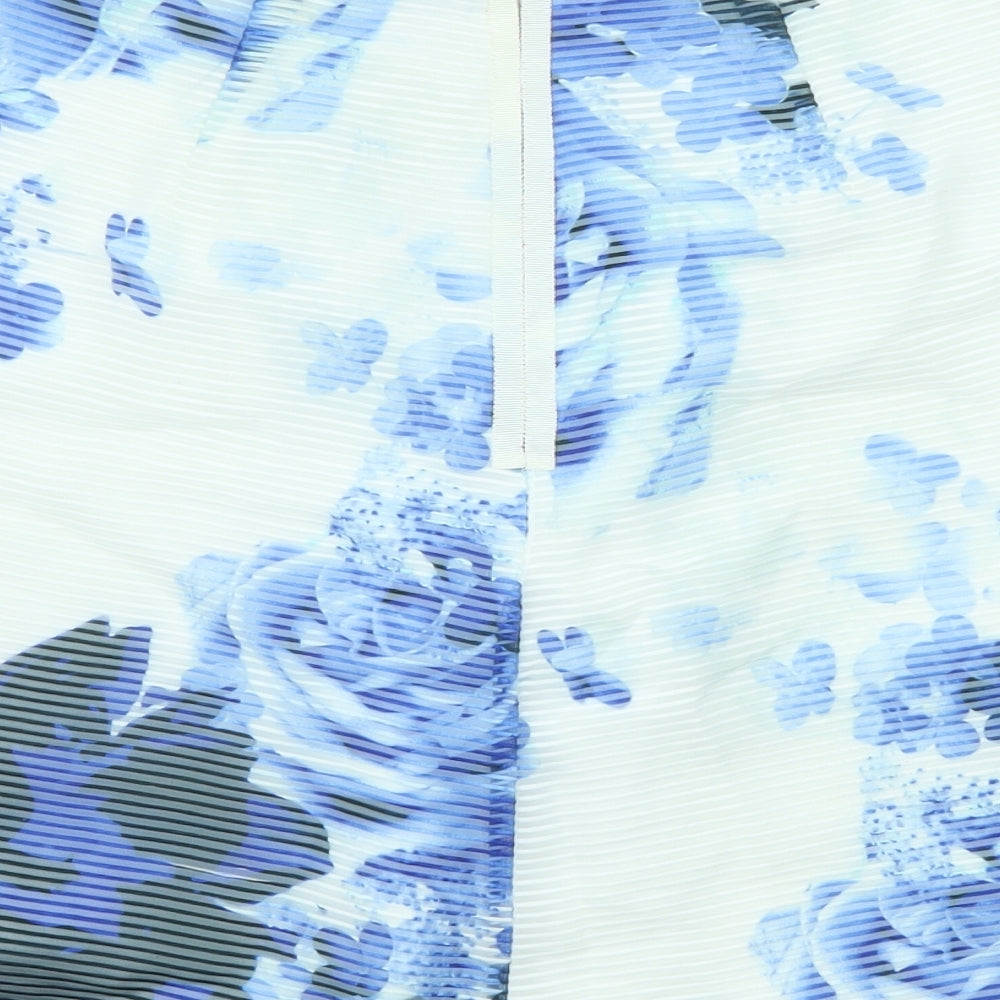 Coast Womens Blue Floral Polyester Swing Skirt Size 6 Zip