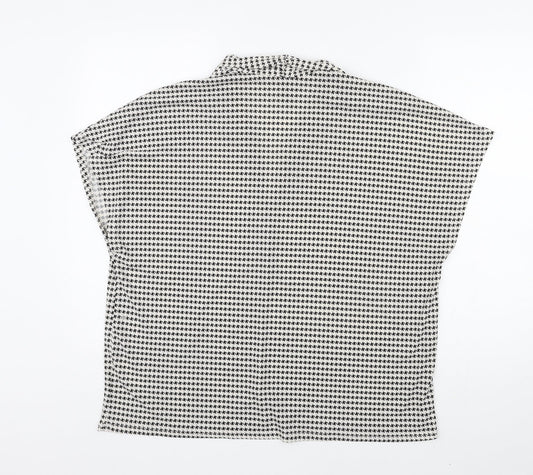 H&M Womens White Geometric Polyester Basic Blouse Size XL V-Neck