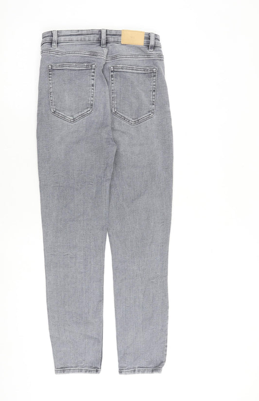 Zara Womens Grey Cotton Skinny Jeans Size 10 L28 in Regular Zip