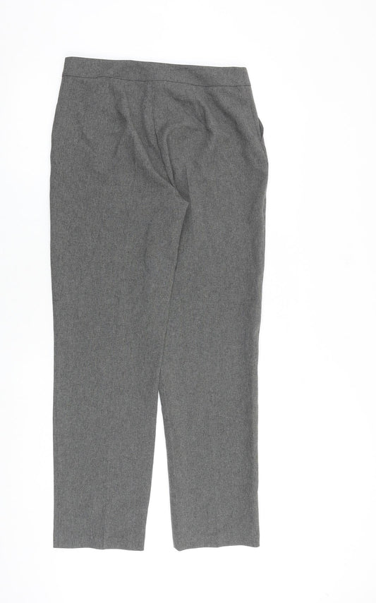 AMARANTO Womens Grey Polyester Trousers Size 10 L30 in Regular Zip