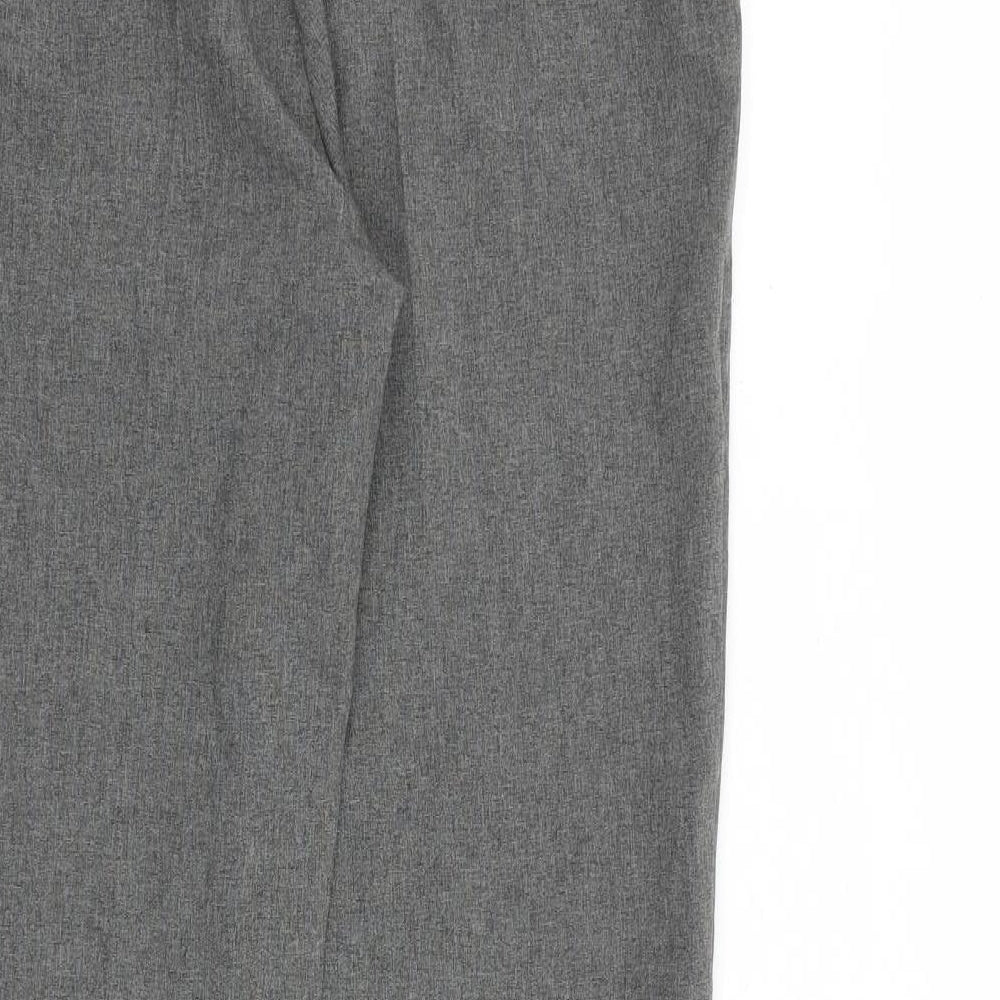 Brand and care label for AMARANTO women’s grey polyester trousers, size UK 10, 30-inch leg regular zip