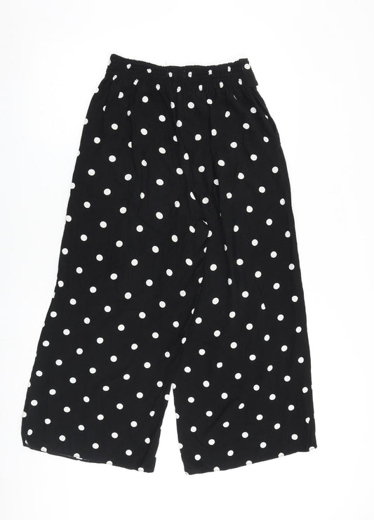 Urban Outfitters Womens Black Polka Dot Viscose Trousers Size 26 in L25 in Regular Buckle