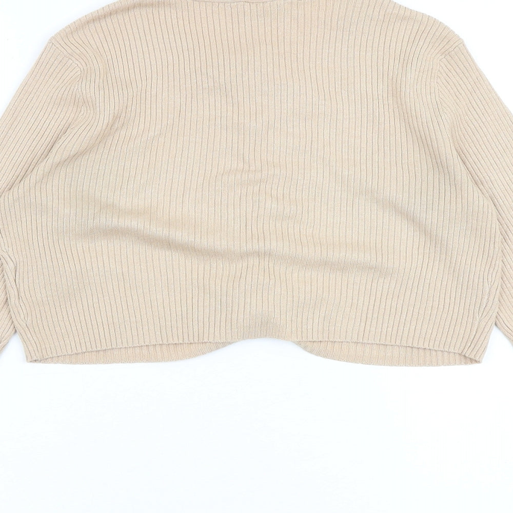 Womens UK Size M H&M Beige Cropped Blouse