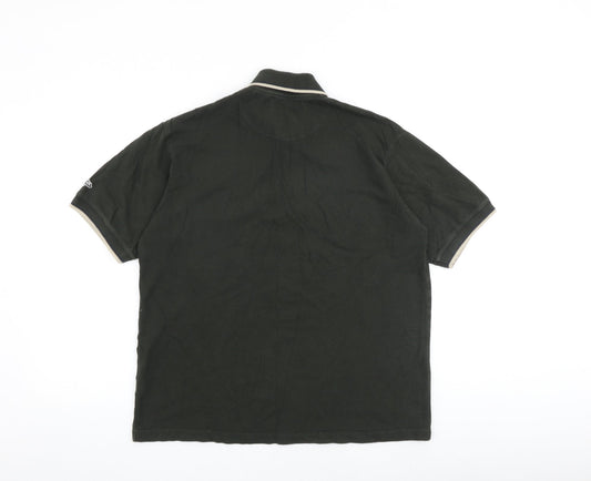 Lee Cooper Mens Green 100% Cotton Polo Size M Collared Button
